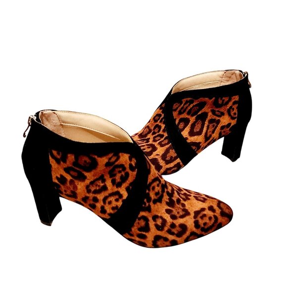 LifeStride Glamour Leopard Print & Black Suede Ankle Booties 3" Heels Size‎ 11M - Picture 1 of 12
